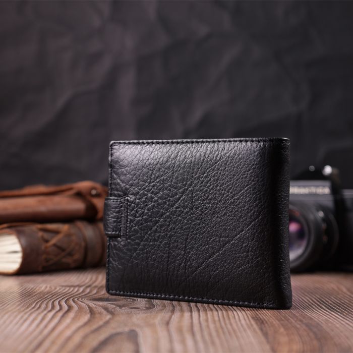 Мужской кошелек среднего размера из натуральной кожи ST Leather 22484 черный