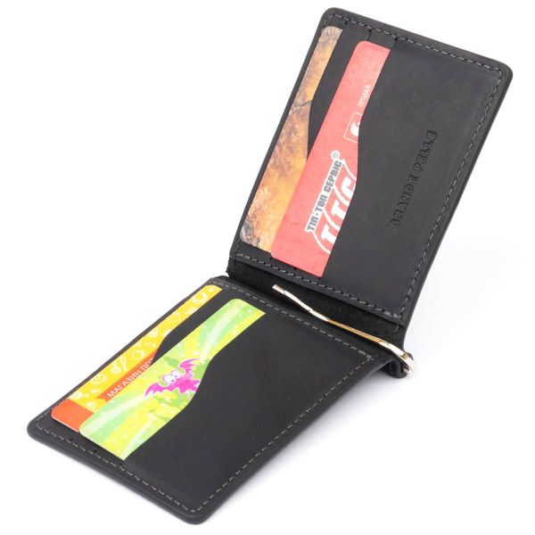 Stylish money clip without clasp Grande Pelle 11294 black