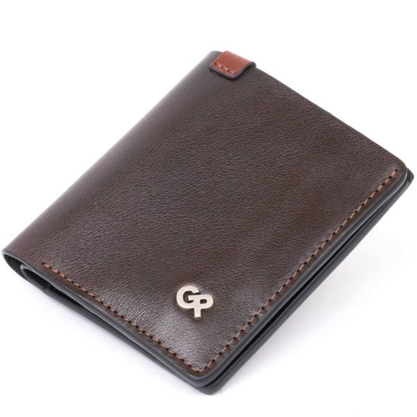 Vertical combi coin purse in smooth leather Grande Pelle 11328 brown