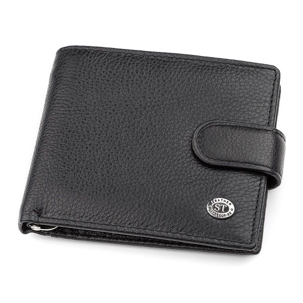 Чоловічий гаманець ST Leather 18309 (ST113 - 1) із затискачем для грошей чорний
