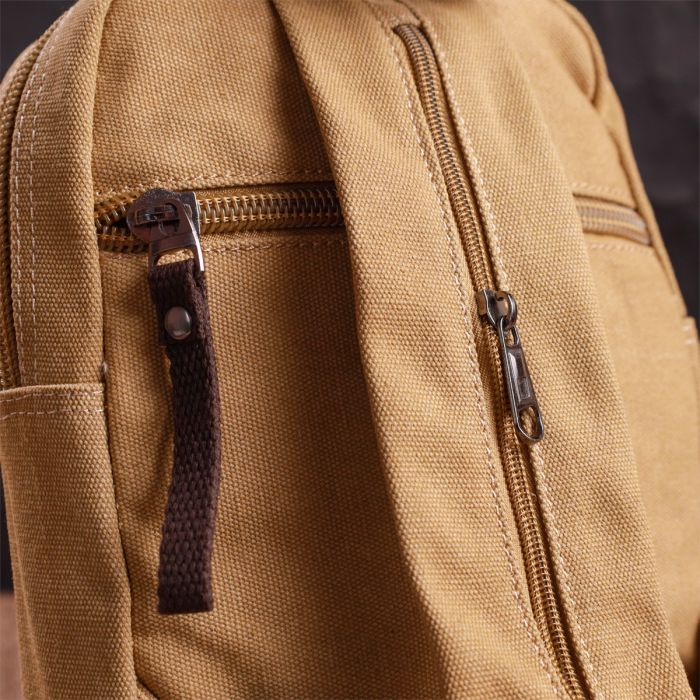 Зручна сумка-рюкзак у стилі мілітарі з двома відділеннями із щільного текстилю Vintage 22166 пісочний