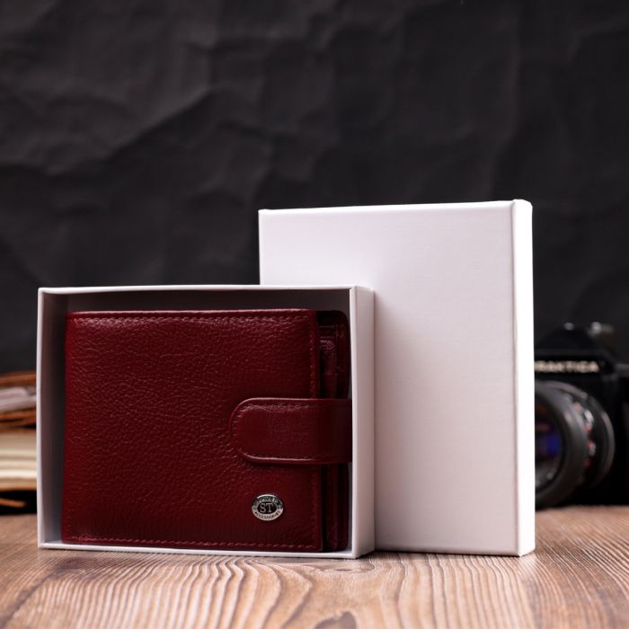 Стильне жіноче портмоне з блоком для карт з натуральної шкіри ST Leather 19472 бордове