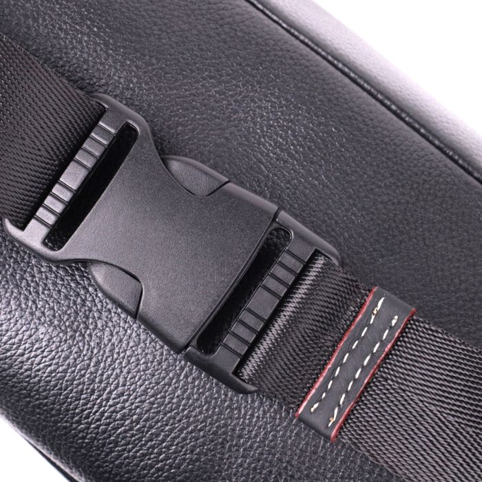 Стильная мужская бананки из мягкой натуральной кожи. Vintage s_15116 черная