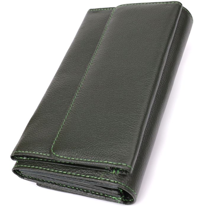 Горизонтальный кошелек с карманом для телефона из натуральной кожи ST Leather 23068 зеленый