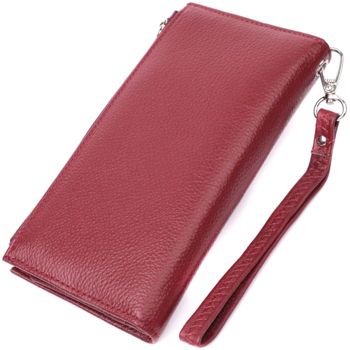 Вертикальный женский кошелек-клатч из натуральной кожи ST Leather 22535 бордовый