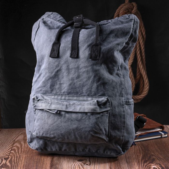 Модный городской рюкзак-мешок унисекс из плотного текстиля Vintage s_15076 серый