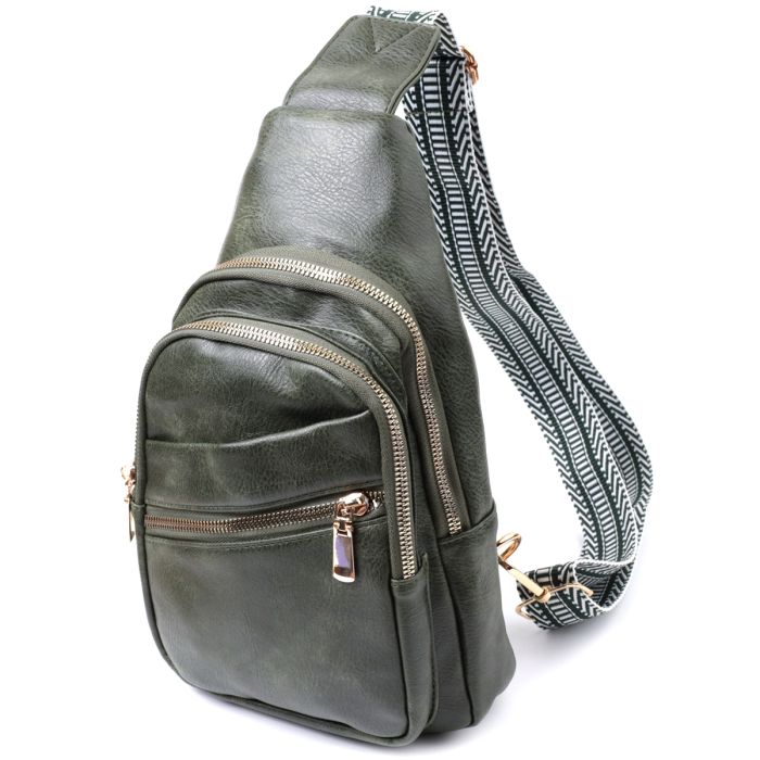 Зручна жіноча сумка з однією лямкою через плече з екошкіри Vintage 22756 зелена
