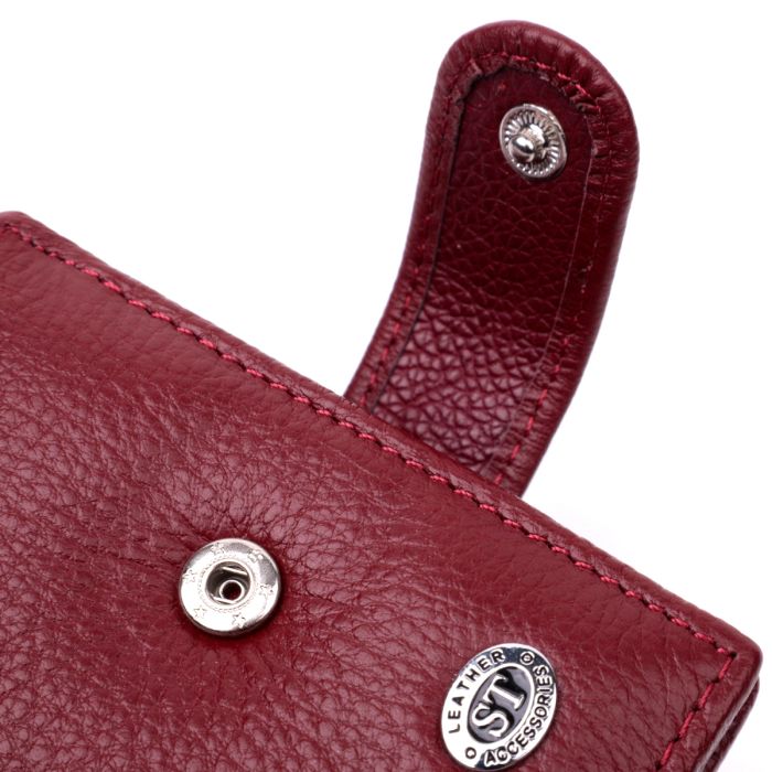 Стильне жіноче портмоне з блоком для карт з натуральної шкіри ST Leather 19472 бордове