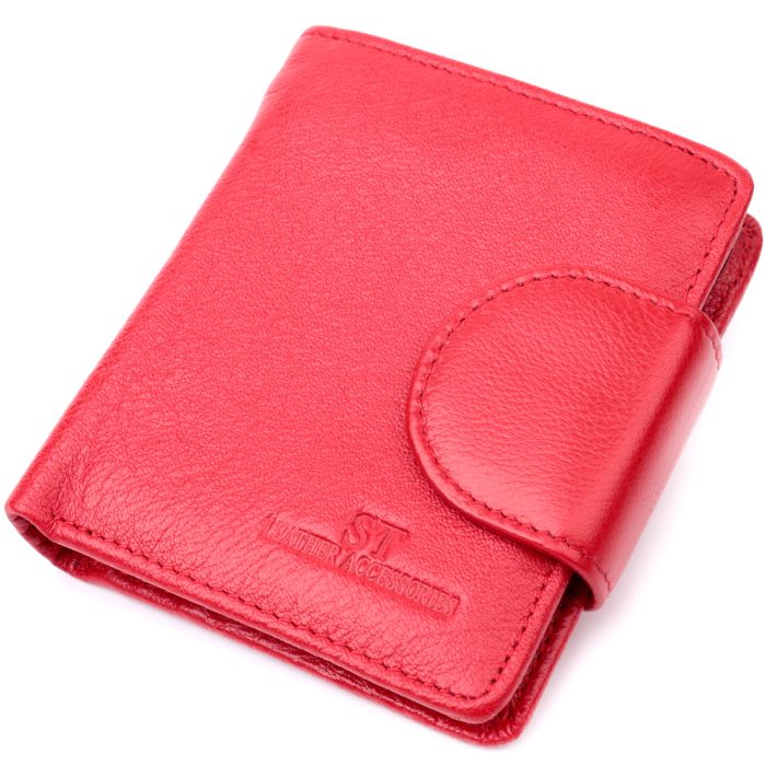 Яркий женский кошелек вертикального типа из натуральной кожи ST Leather 22453 красный