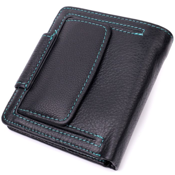 Шкіряний стильний гаманець з монетницею зовні ST Leather 19454 чорний