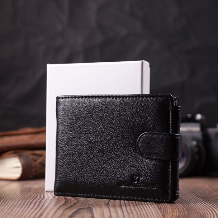 Интересный кошелек с блоком под документы из натуральной кожи ST Leather 22480 черный