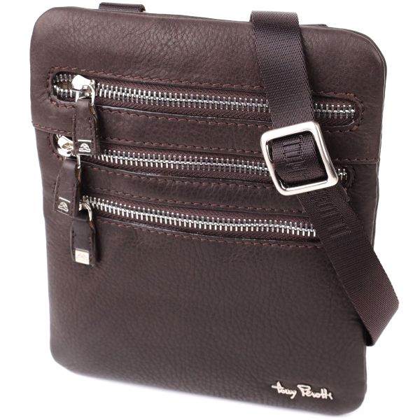 Невелика сумка з матової зернистої натуральної шкіри Tony Perotti 20876_1 ( 9019 moro) коричнева