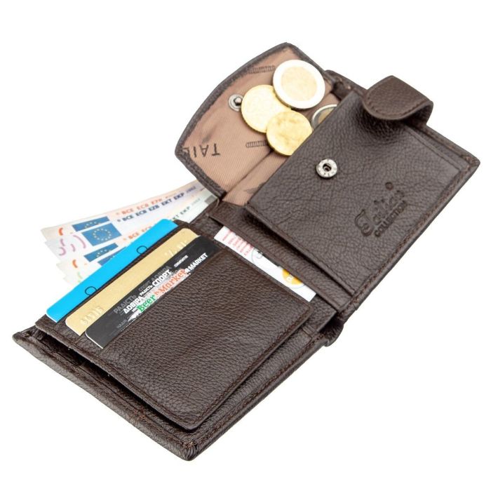Гаманець компактний чоловічий шкіряний флотар TAILIAN 19010 коричневий