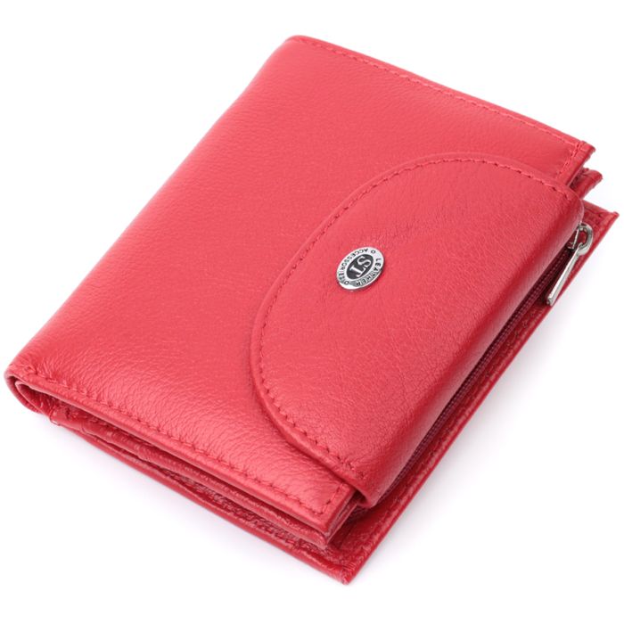 Яркий женский кошелек с монетницей из натуральной кожи ST Leather 22712 красный