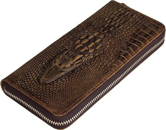 Чоловічий клатч 14462 шкіра під крокодила Vintage коричневий