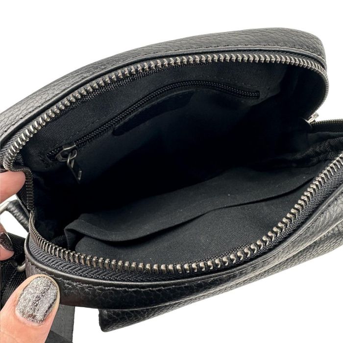 Чоловічий месенджер із м'якої шкіри Tiding Bag 1639A чорний