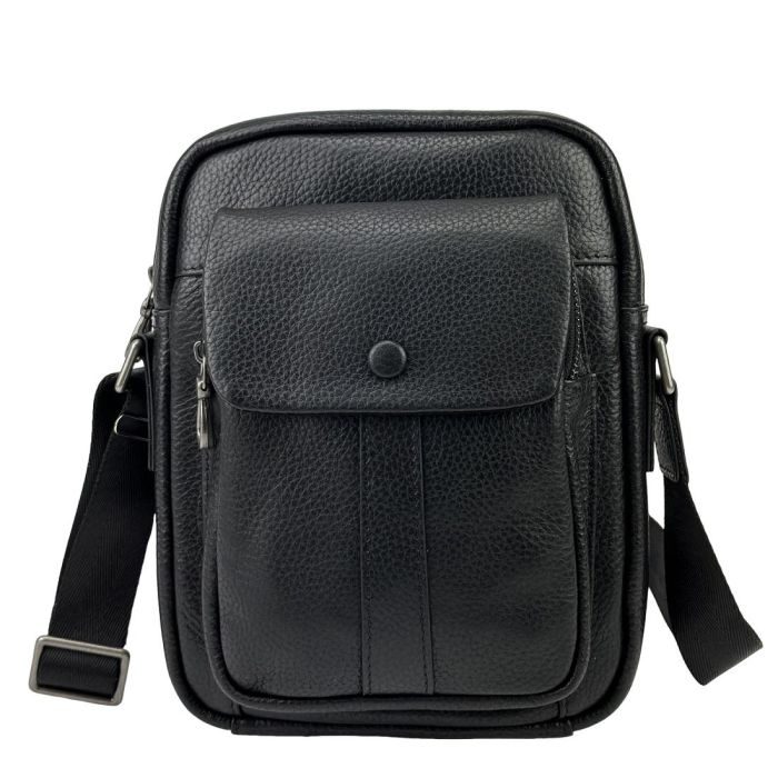 Чоловічий месенджер із м'якої шкіри Tiding Bag 1639A чорний