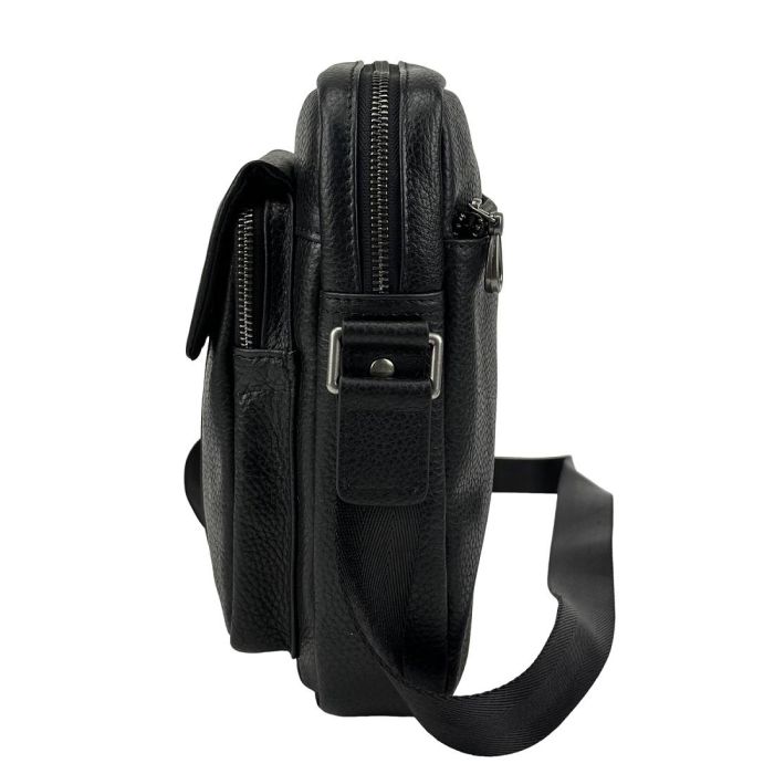 Чоловічий месенджер із м'якої шкіри Tiding Bag 1639A чорний
