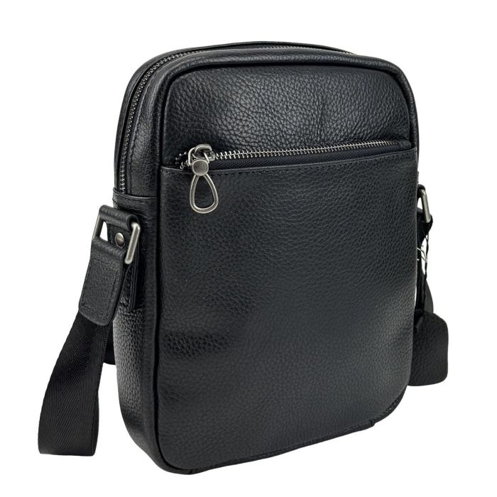 Чоловічий месенджер із м'якої шкіри Tiding Bag 1639A чорний