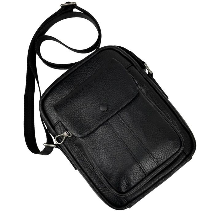 Чоловічий месенджер із м'якої шкіри Tiding Bag 1639A чорний
