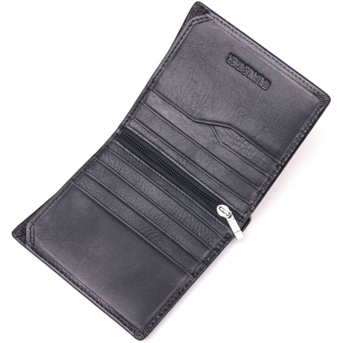 Компактний гаманець для грошей із натуральної гладкої шкіри ST Leather 19418 чорний