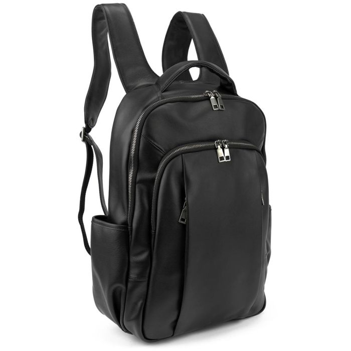 Чоловічий шкіряний рюкзак чорний Tiding Bag 1665A