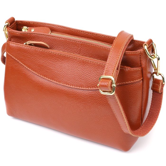 Жіноча сумка з натуральної шкіри з формостійким дном Vintage 22983 коричнева