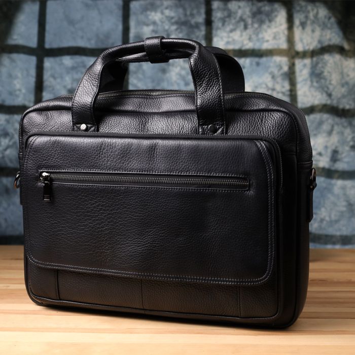 Місткий портфель для чоловіків з натуральної шкіри Vintage 23043 чорний