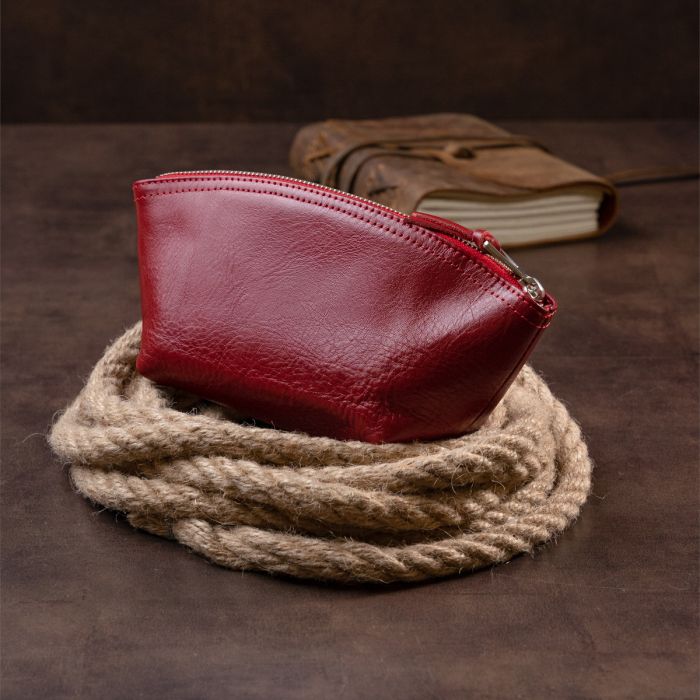 Женская косметичка из кожи Amelin Grande Pelle 11303 красная