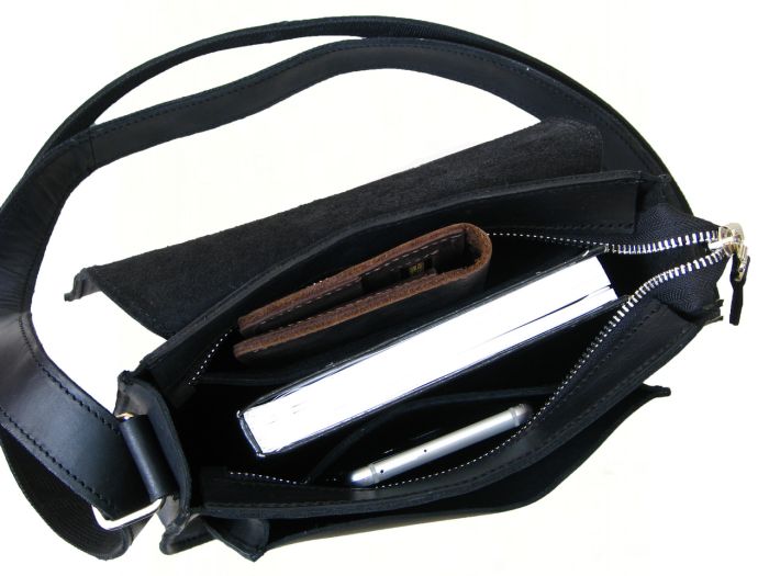 Чоловіча шкіряна сумка GS 23*21*6 см чорна (КЛ 001 черн)