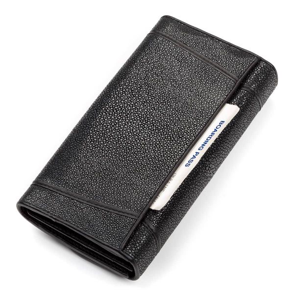 Women's wallet 18089 made of Stingray Leather black