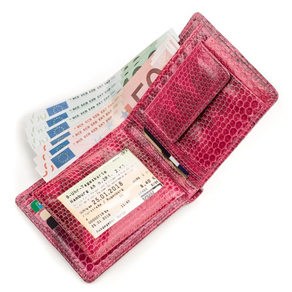 Wallet 18145 made of natural sea snake leather SEA SNAKE LEATHER pink