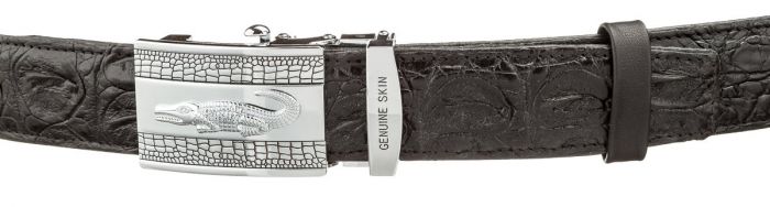 Automatic belt Crocodile Leather 18605 made of genuine black crocodile leather
