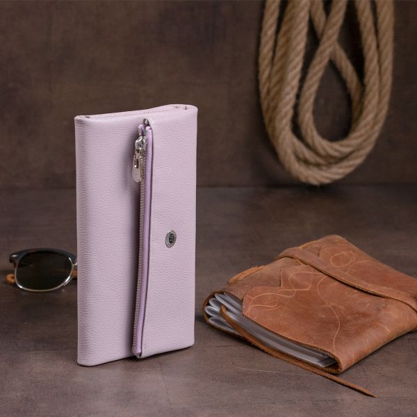 Women's ST Leather 19269 purple clutch envelope with a pocket for a mobile phone