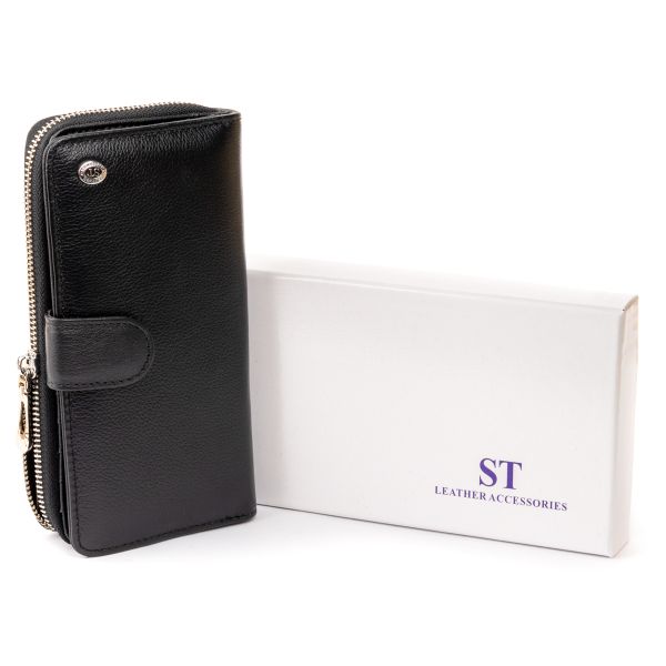 Vertical capacious unisex leather wallet ST Leather 19300 black