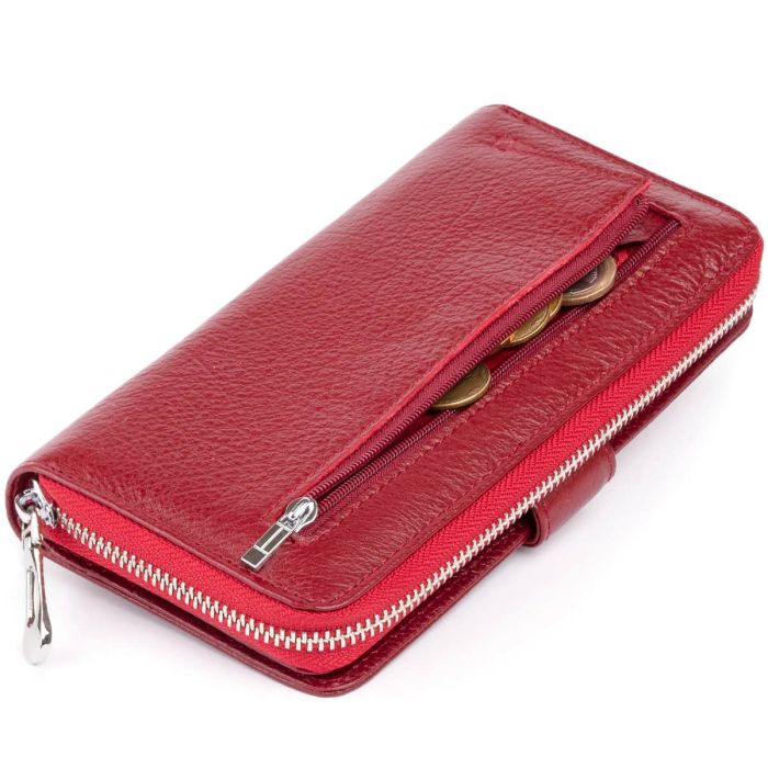 Вертикальный вместительный кошелек из кожи ST Leather 19307 бордовый