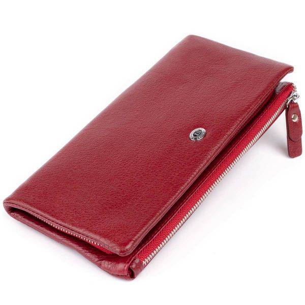 Leather clutch wallet with mobile phone pocket ST Leather 19311 burgundy