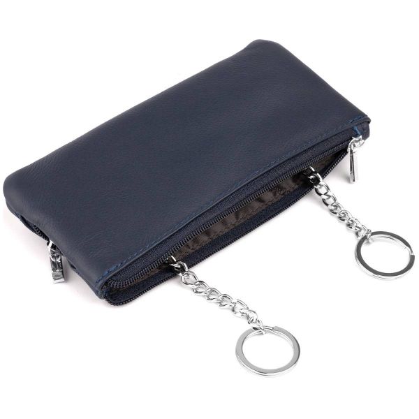 Ключниця-гаманець з кишенею унісекс ST Leather 19349 темно-синій