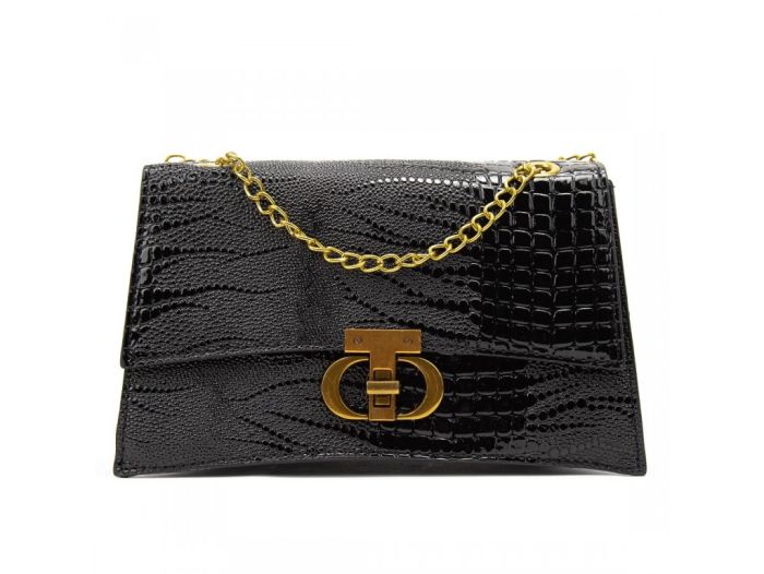 Сумочка на ланцюжку каркасна через плече Lilly P4-6536A чорна