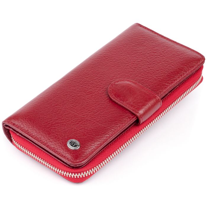 Вертикальний місткий гаманець зі шкіри ST Leather 19307 бордовий