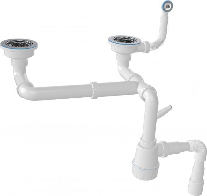 Сифон подвійний Adamant  FSA-02 сірий