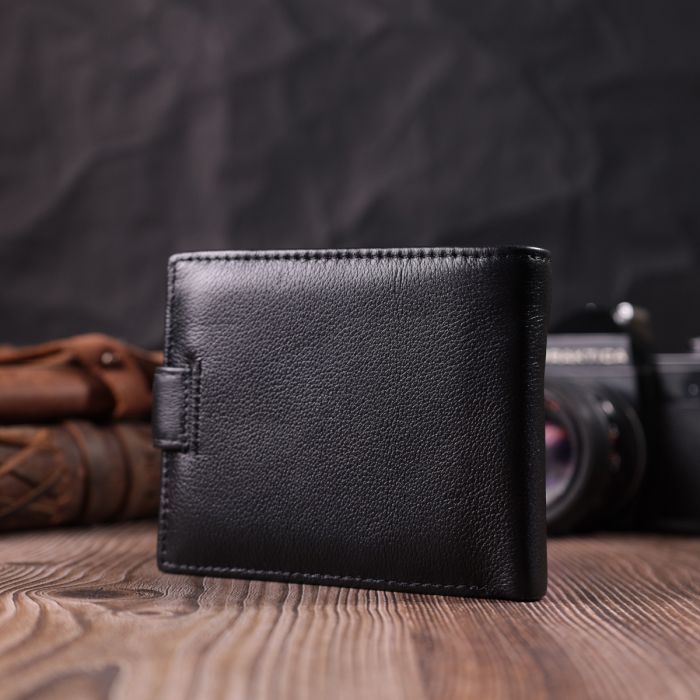 Горизонтальний гаманець середнього розміру з натуральної шкіри ST Leather 22454 чорний
