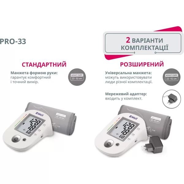 Автоматичний тонометр PRO-35 (манжета M-L з адаптером) B.Well