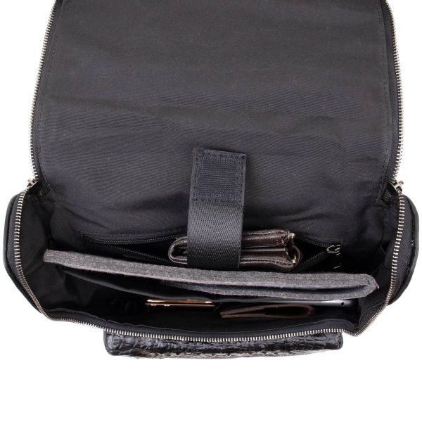 Reptile leather backpack 20431 Vintage black