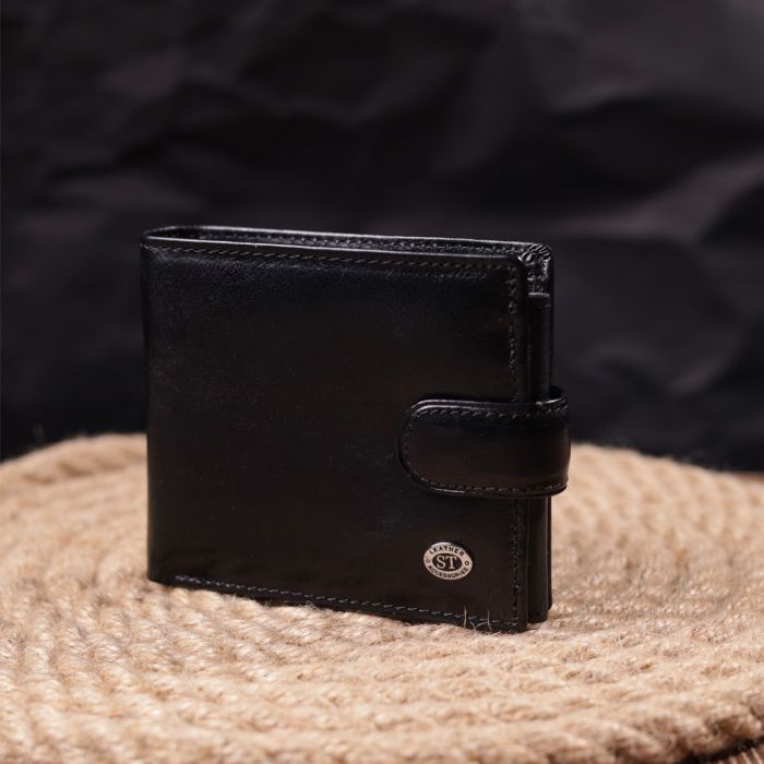 Классический мужской кошелек из натуральной кожи ST Leather 19407 черный
