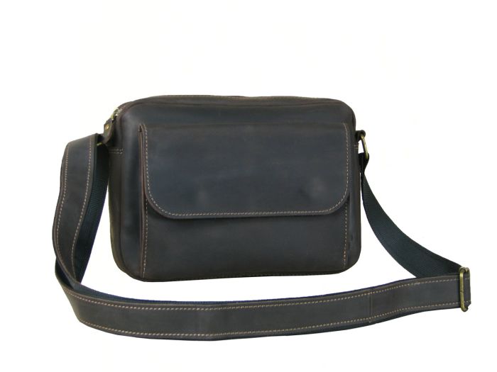 Чоловіча шкіряна сумка крос боді GS 19*25*5 см коричнева (БГ 001 кор)