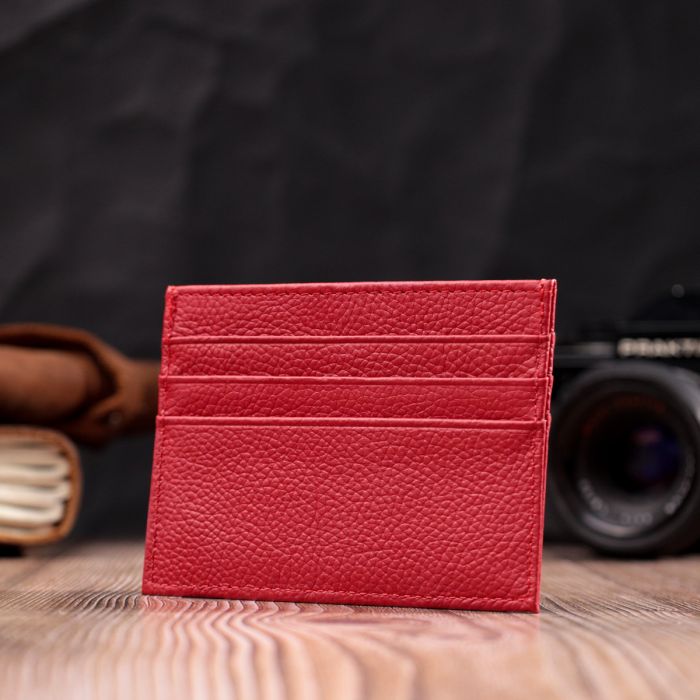 Яскравий кард-кейс із натуральної шкіри ST Leather 22445 червоний