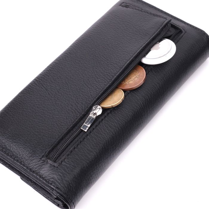 Шкіряний жіночий гаманець з геометричним клапаном ST Leather 22546 чорний