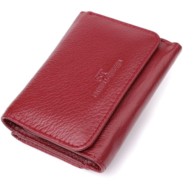 Компактный кошелек удобного формата из натуральной кожи ST Leather 23077 бордовый