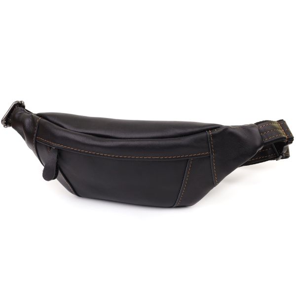 Чоловіча сумка-бананка з натуральної гладкої шкіри Shvigel 23125 чорна